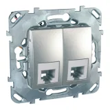 Schneider Electric MGU5.9090.30ZD розетка телефонная двойная 2×RJ11, алюминий