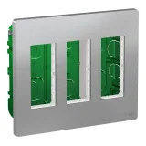 Schneider Electric UNICA SYSTEM+ блок скрытой установки 3x2, алюминий, 6 модулей, монтажная коробка NU173430