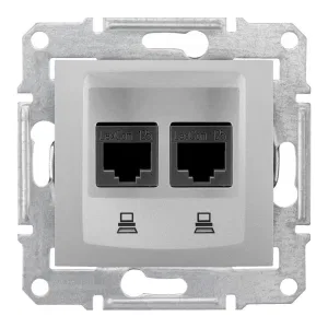 Розетка двойная компьютерная RJ45 Cat.5 Schneider Electric SEDNA, алюминий (ШНАЙДЕР) Розетка двойная компьютерная RJ45 Cat.5 Schneider Electric SEDNA, алюминий (ШНАЙДЕР)