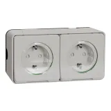 Schneider Electric MUR39035 Mureva Styl, блок из двух розеток с заземляющим контактом, открытой установки, белый, IP55
